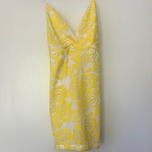 Maeve V-Neck Yellow and White Mini Dress